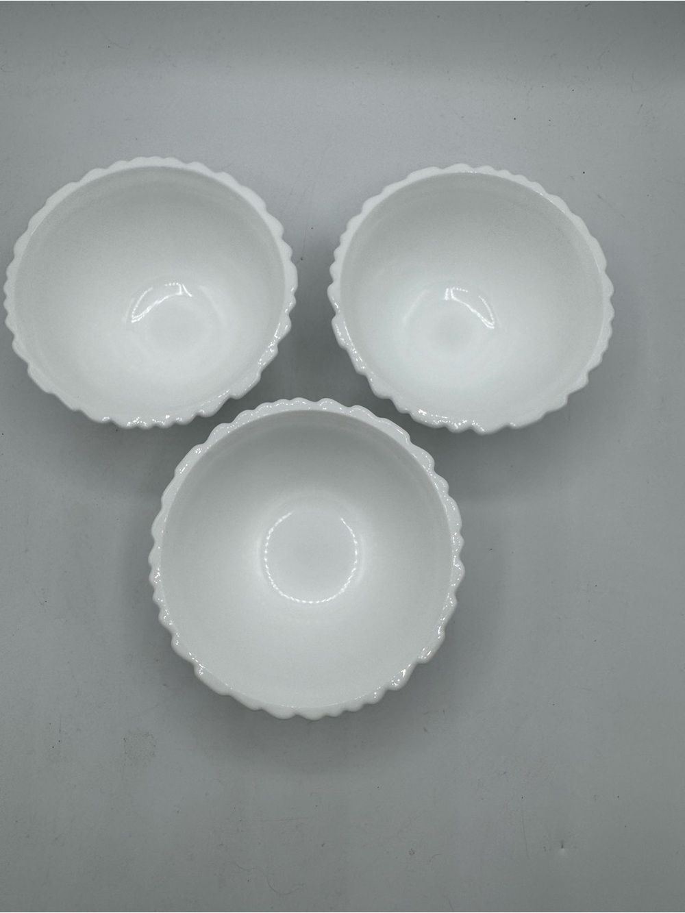 3 Indiana Glass WEAVETEX White Milk Glass Basket Weave Small Dessert Fruit Bowl